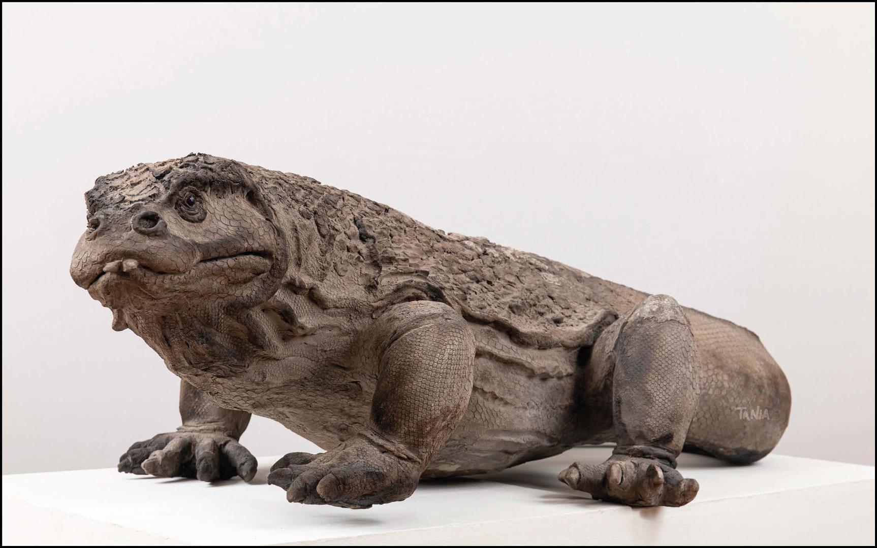 Komodo dragon « Le Géant de Komodo » - Raku ceramic - 115x34x65 cm