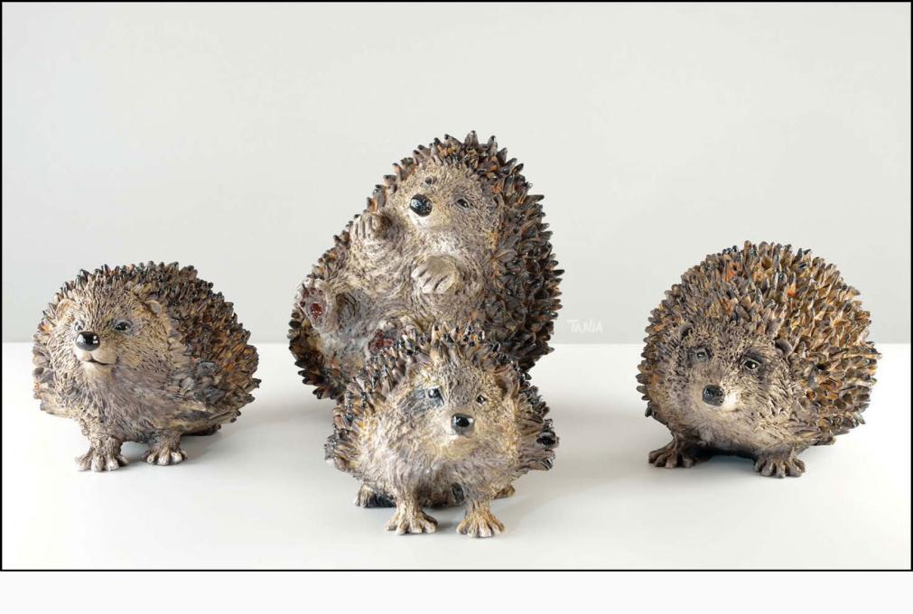 Hérissons - céramiques Raku - 25x17x14 cm - 31x20x20 cm - 22x14,5x14,5 cm