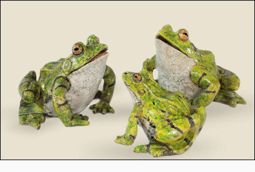 Grenouilles « Tea time » - céramiques Raku - 27x19x26 cm