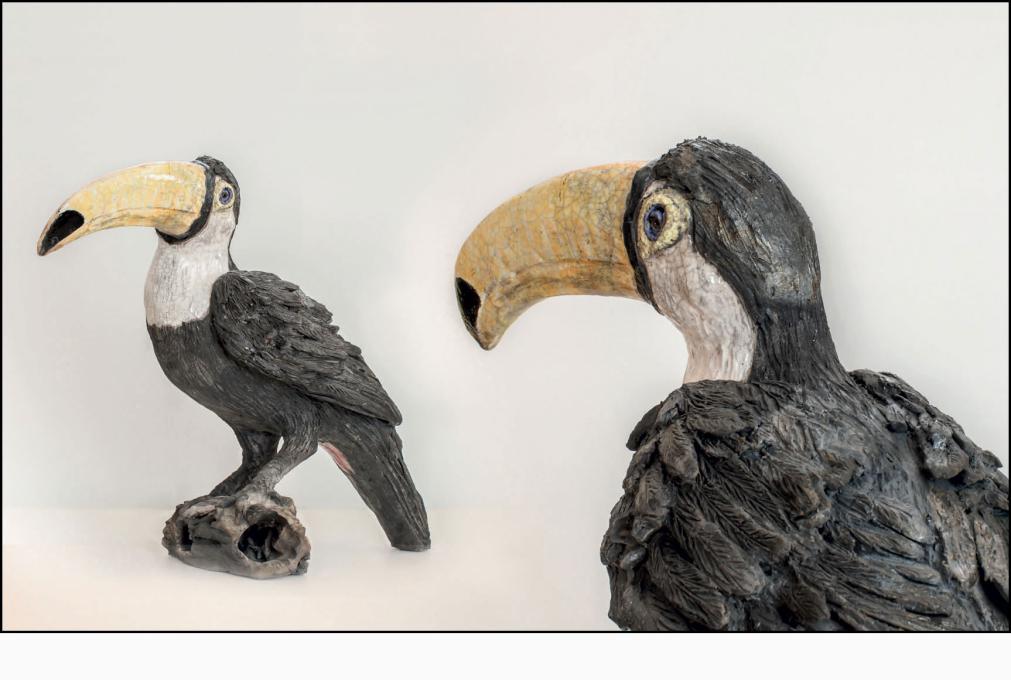 Toucan Toco « Toco » - céramique Raku - 64x51x30 cm
