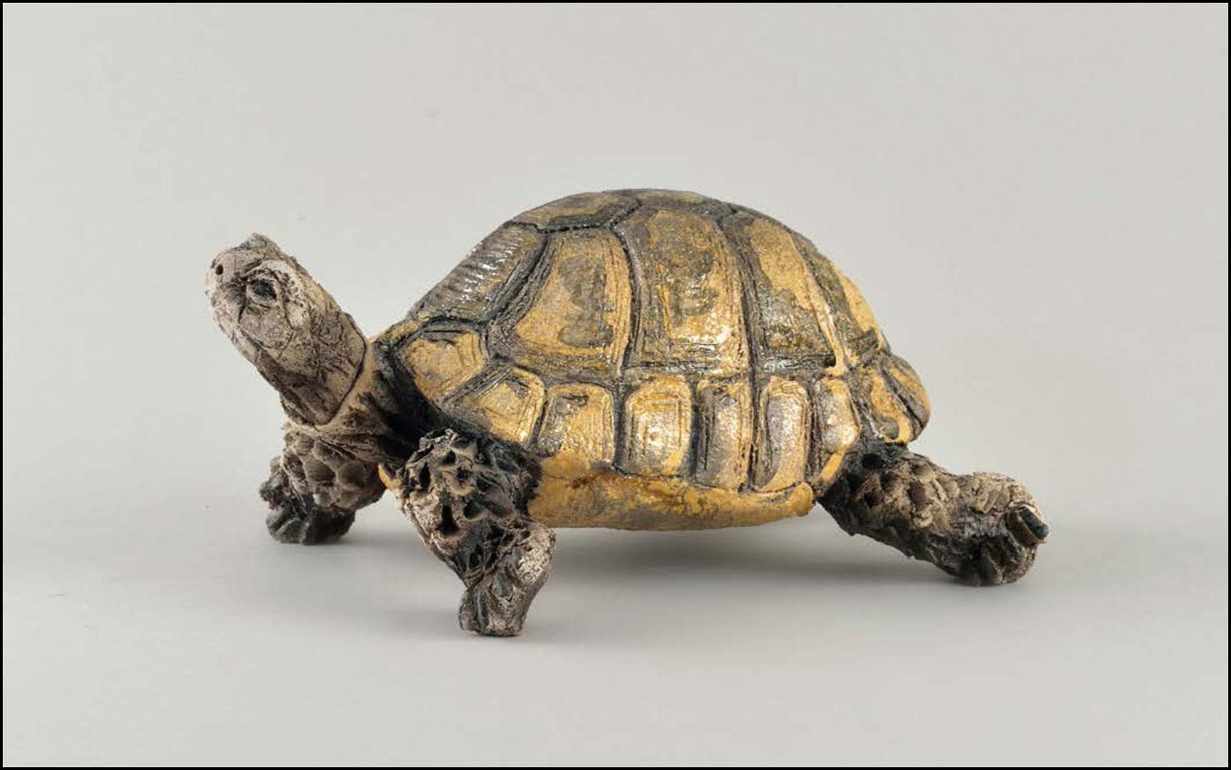 Tortue d’Hermann « Testudo Hermanni » - céramique Raku - 24x12x18 cm