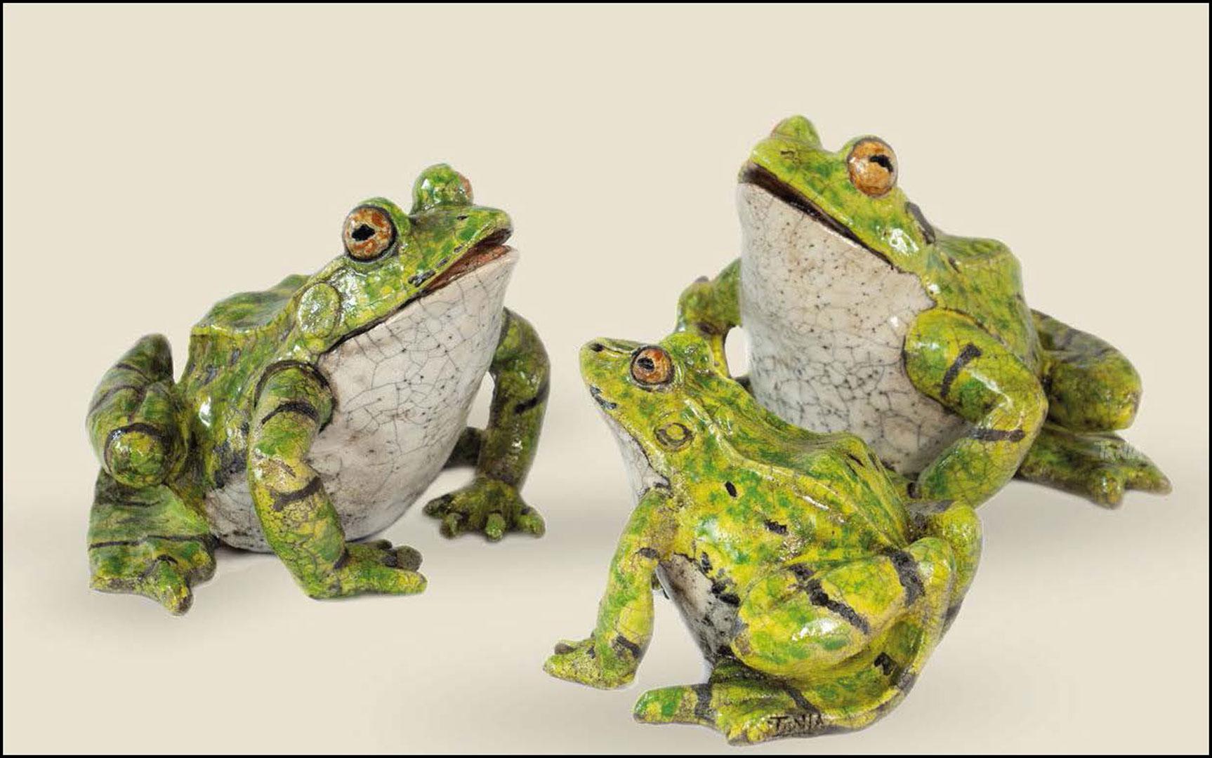 Grenouilles « Tea Time » - céramiques Raku - 27x19x26 cm