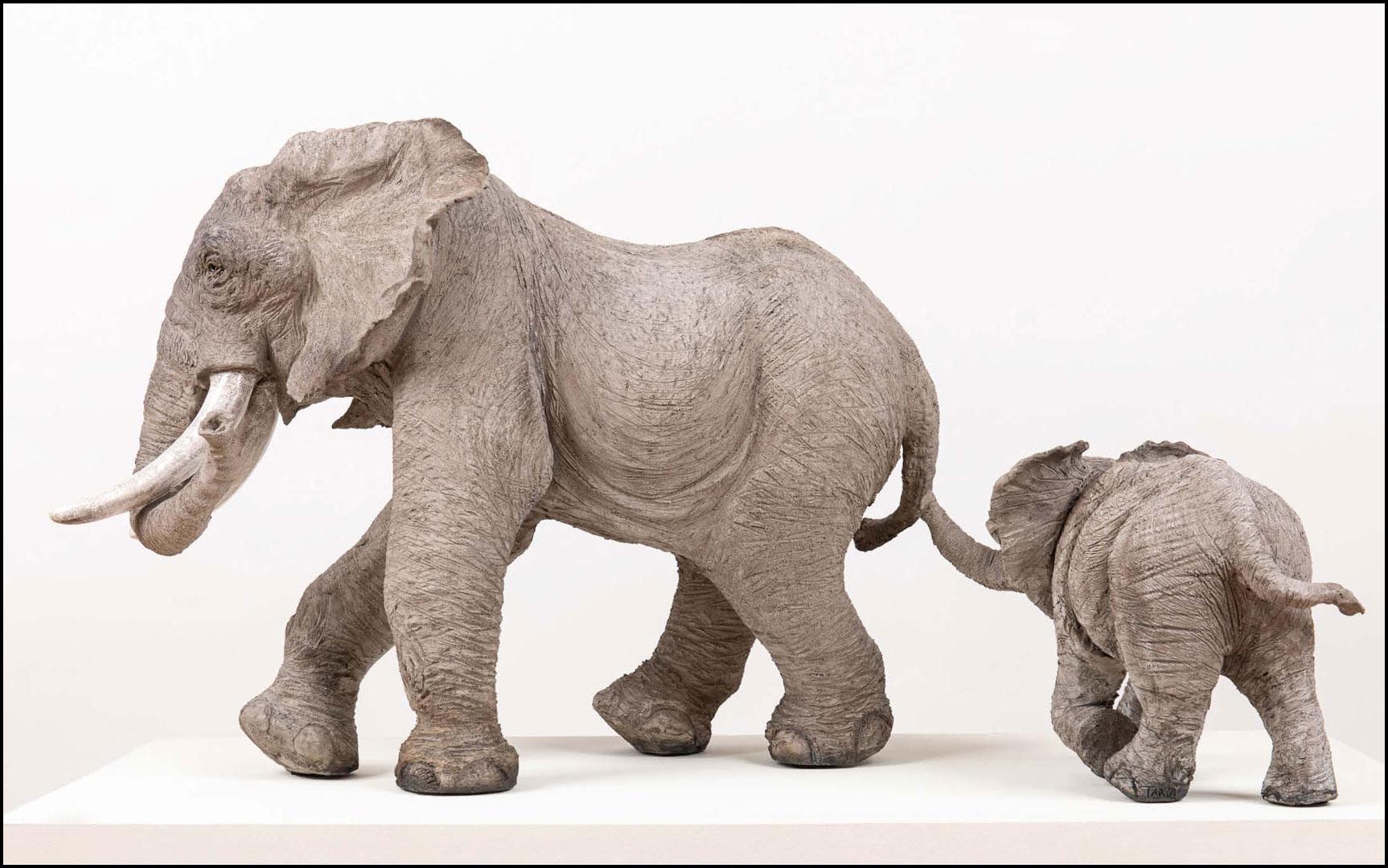 Eléphanteau « Jumbo » - céramique Raku - 38x26x24 cm
