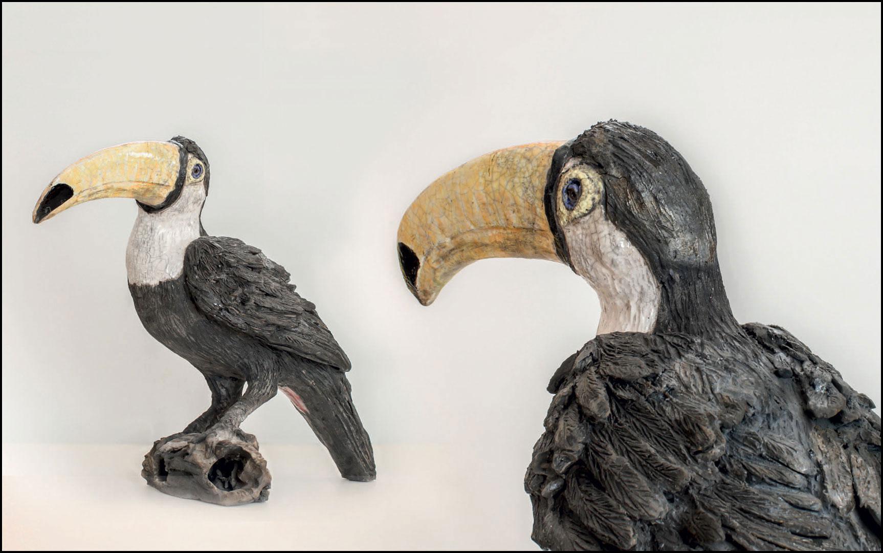 Toucan Toco « Toco » - céramique Raku - 64x51x30 cm